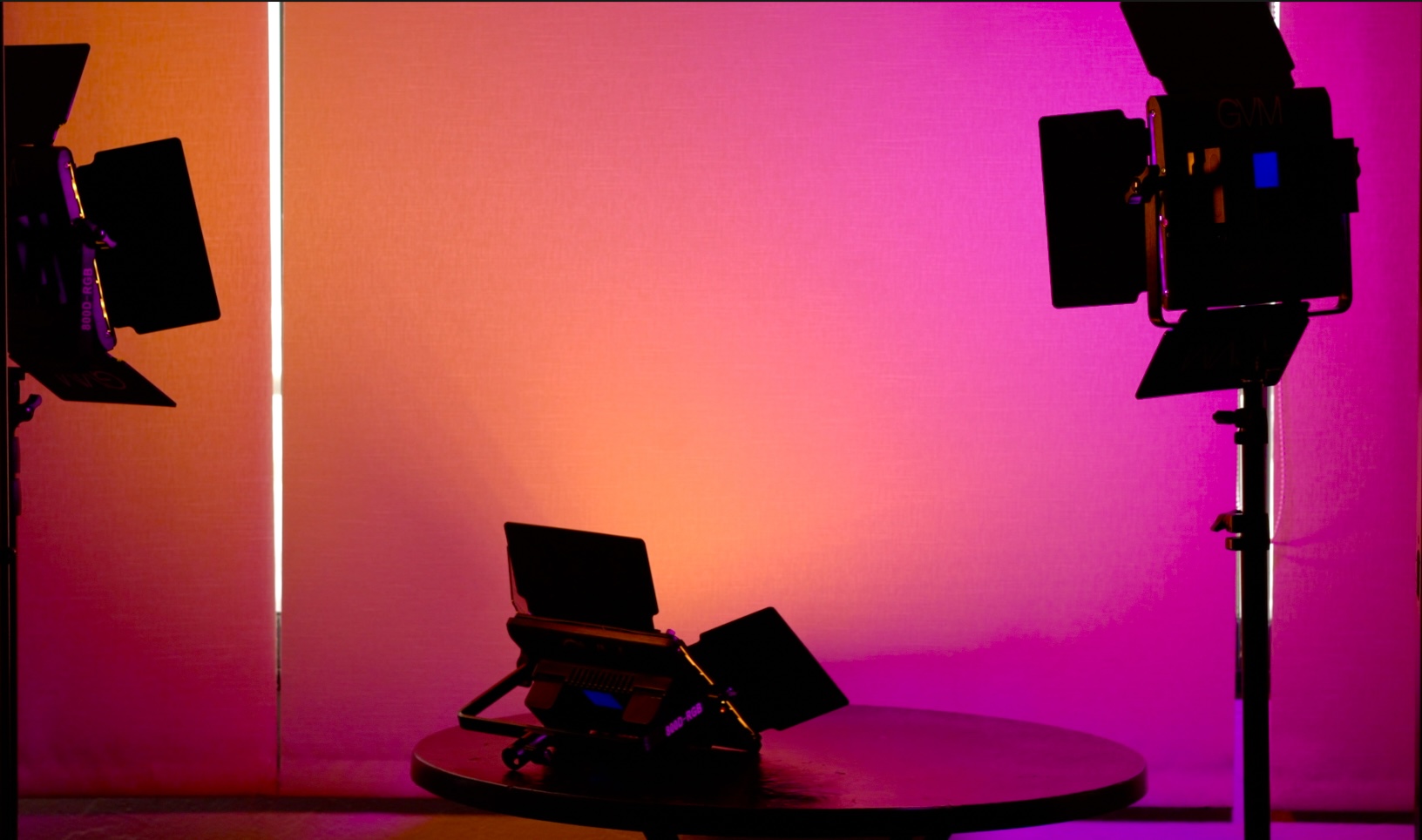 Colorful anonymous video production set